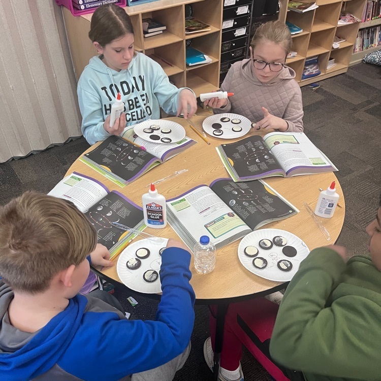 Webster 5th graders learning about the moon phases using Oreos! 