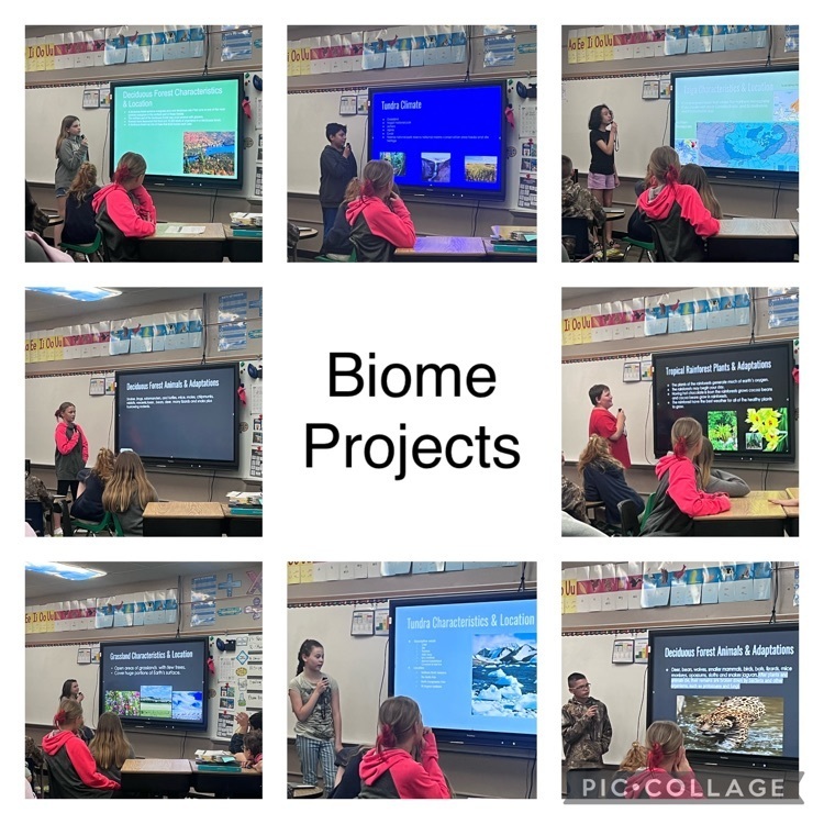 Webster 5th graders presenting their biome research projects. 