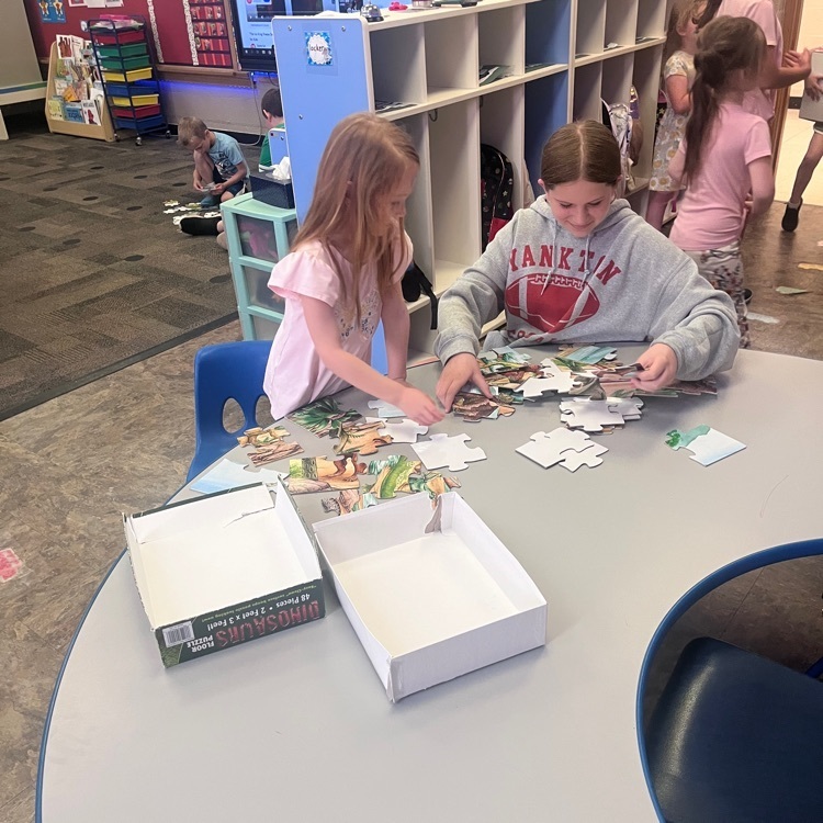 Webster 5th graders enjoying playtime with Mr. Schmitz's morning preschool class! #toys #puzzles #goodbyesong